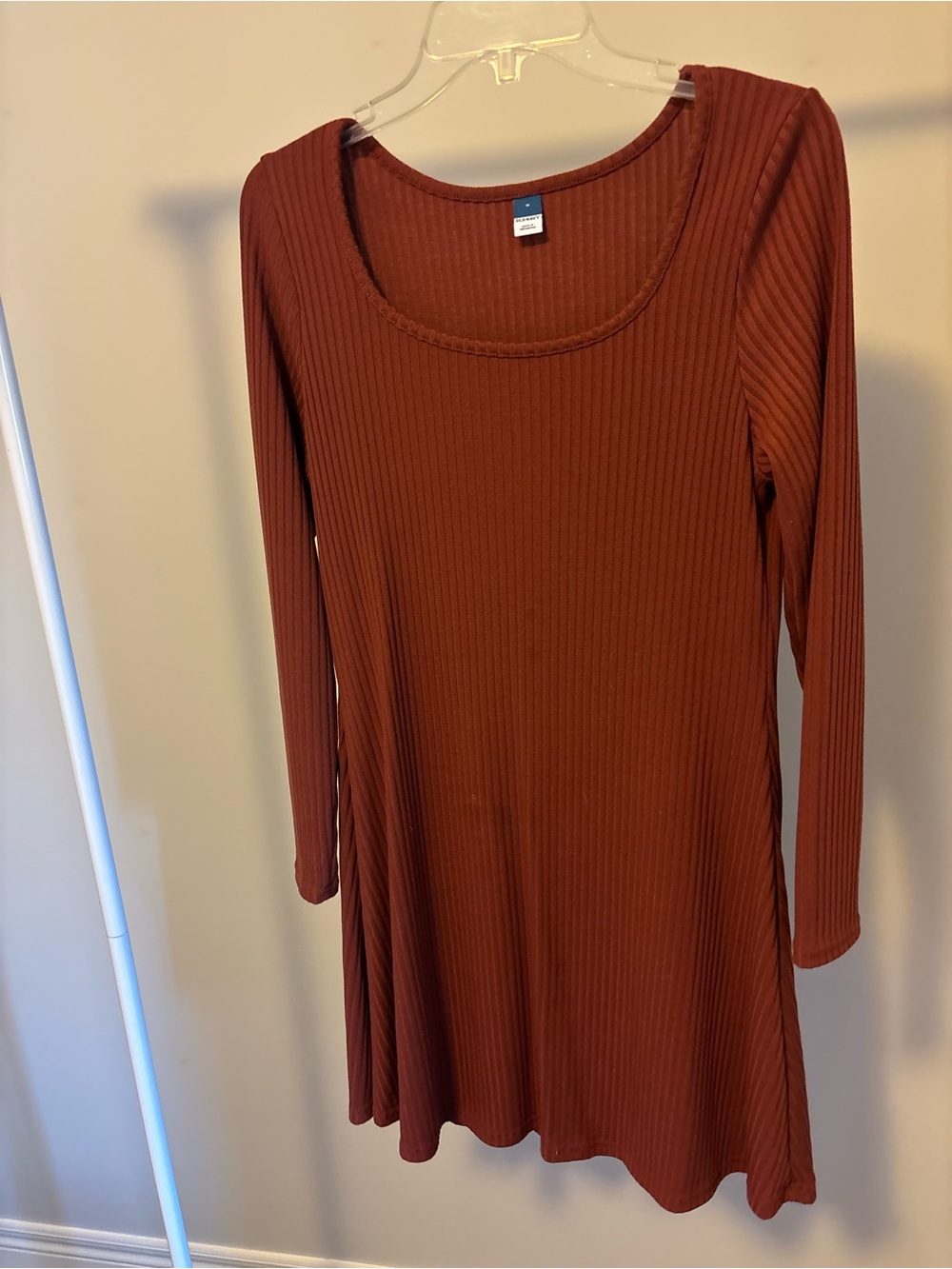 Old Navy Rust Ribbed Long-Sleeve Swing Dress